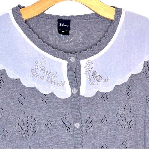 Disney The Little Mermaid Ariel Grey Pointelle Cardigan - Picture 9 of 15